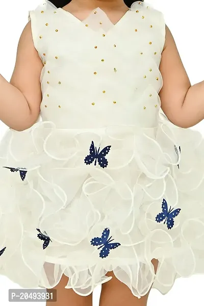 Roop Fashion Tissue Casual Solid Mini Butterfly Frock Dress for Girls-thumb4