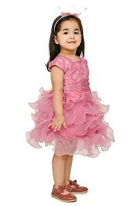 Roop Fashion Tissue Casual Solid Mini Frock Dress for Girls-thumb3