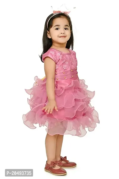 Roop Fashion Tissue Casual Solid Mini Frock Dress for Girls-thumb4