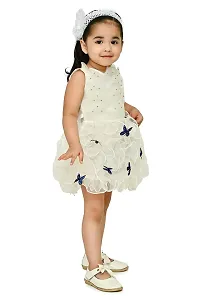 Roop Fashion Tissue Casual Solid Mini Butterfly Frock Dress for Girls-thumb2