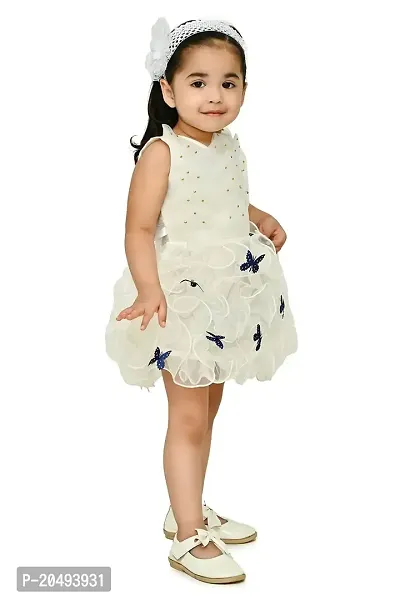 Roop Fashion Tissue Casual Solid Mini Butterfly Frock Dress for Girls-thumb3