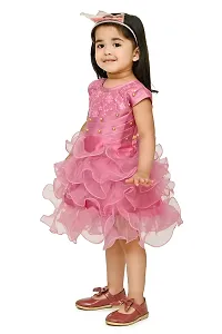 Roop Fashion Tissue Casual Solid Mini Frock Dress for Girls-thumb2