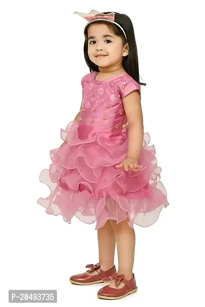 Roop Fashion Tissue Casual Solid Mini Frock Dress for Girls-thumb3