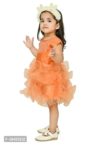 Roop Fashion Tissue Casual Solid Mini Frock Dress for Girls-thumb3