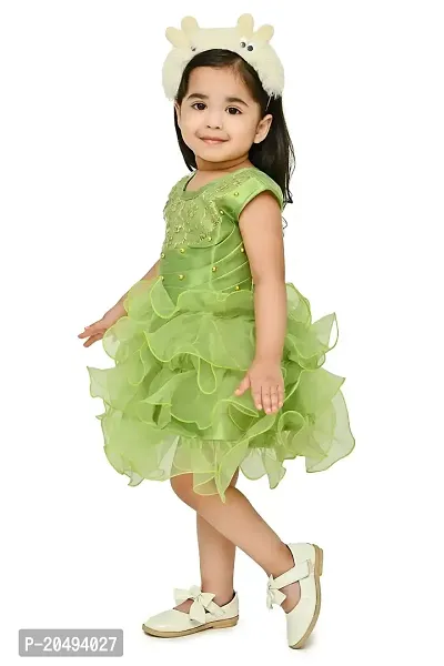 Roop Fashion Tissue Casual Solid Mini Frock Dress for Girls-thumb4