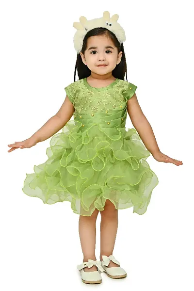 AS Life Fashion Tissue Casual Solid Mini Frock Dress for Girls