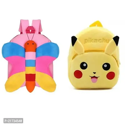 SHIWORLD Butterfly  Pikachu Combo Kids School Bag Cute Backpacks for Girls/Boys/Animal Cartoon Mini Travel Bag Backpack for Kids Girl Boy 2-6 Years