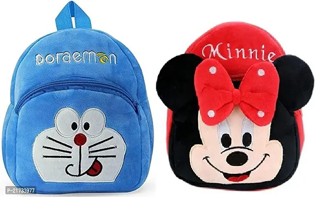 SHIWORLD Doremon  Minnie Red Combo Kids School Bag Cute Backpacks for Girls/Boys/Animal Cartoon Mini Travel Bag Backpack for Kids Girl Boy 2-6 Years