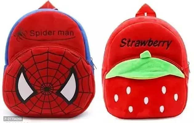 SHIWORLD Spider Red  Stawarry Combo Kids School Bag Cute Backpacks for Girls/Boys/Animal Cartoon Mini Travel Bag Backpack for Kids Girl Boy 2-6 Years-thumb0