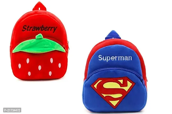 SHIWORLD Stawarry  Superman Blue Combo Kids School Bag Cute Backpacks for Girls/Boys/Animal Cartoon Mini Travel Bag Backpack for Kids Girl Boy 2-6 Years