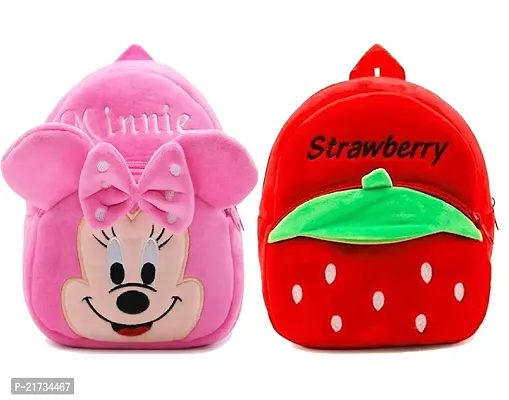 SHIWORLD Stawarry  Pink Minnie Combo Kids School Bag Cute Backpacks for Girls/Boys/Animal Cartoon Mini Travel Bag Backpack for Kids Girl Boy 2-6 Years