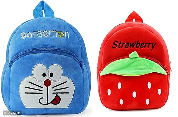 SHIWORLD Doremon  Stawarry red Combo Kids School Bag Cute Backpacks for Girls/Boys/Animal Cartoon Mini Travel Bag Backpack for Kids Girl Boy 2-6 Years-thumb0