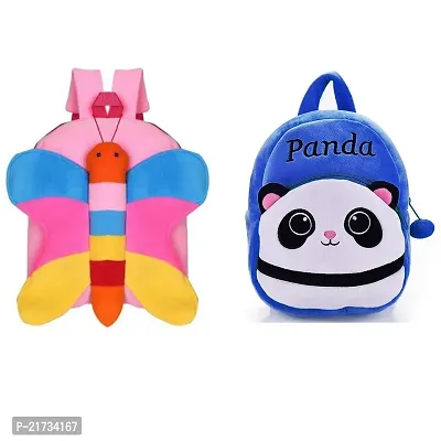 SHIWORLD Butter Fly  Blue Panda Down Combo Kids School Bag Cute Backpacks for Girls/Boys/Animal Cartoon Mini Travel Bag Backpack for Kids Girl Boy 2-6 Years