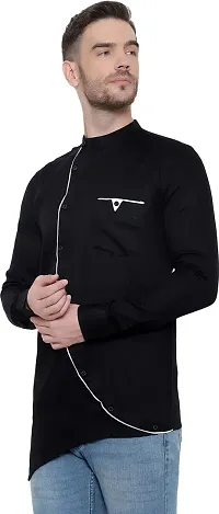 Comfortable Black Cotton Blend Long Sleeves Casual Shirt For Men-thumb2