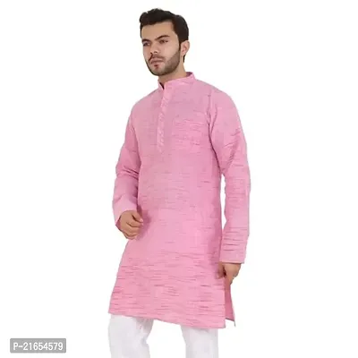 LatestPlus Men's Solid Cotton Blend Ethnic Wear Regular Full Sleeve Kurta-thumb3