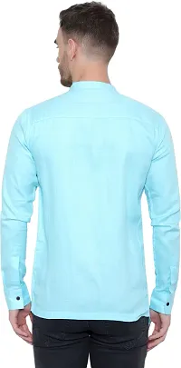 Comfortable Blue Cotton Blend Long Sleeves Casual Shirt For Men-thumb1