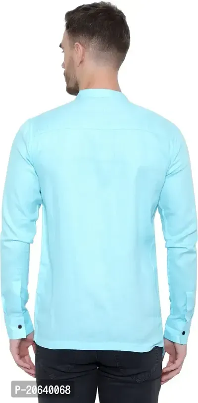 Comfortable Blue Cotton Blend Long Sleeves Casual Shirt For Men-thumb2