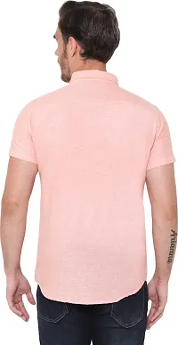 Comfortable Pink Cotton Blend Short Sleeves Casual Shirt For Men-thumb1