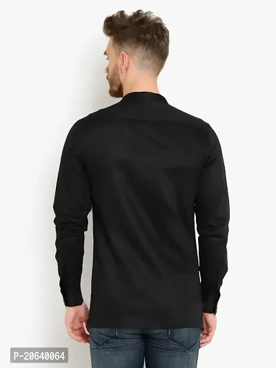 Comfortable Black Cotton Long Sleeves Casual Shirt For Men-thumb2