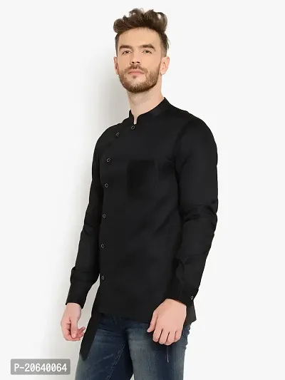 Comfortable Black Cotton Long Sleeves Casual Shirt For Men-thumb3