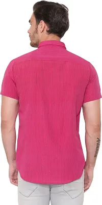 Comfortable Pink Cotton Blend Short Sleeves Casual Shirt For Men-thumb1