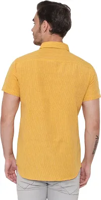 Comfortable Yellow Cotton Blend Short Sleeves Casual Shirt For Men-thumb1