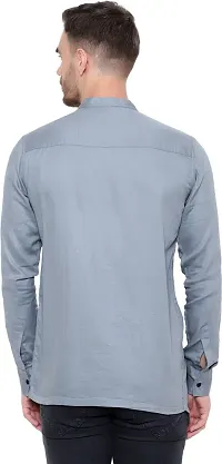 Comfortable Grey Cotton Blend Long Sleeves Casual Shirt For Men-thumb1