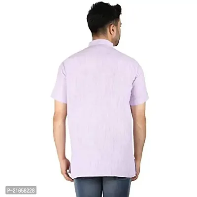 LatestPlus Apparel Cotton Blend Fabric Solid Short Sleeve Men Kurta |Purple, Size: 3XL-thumb4