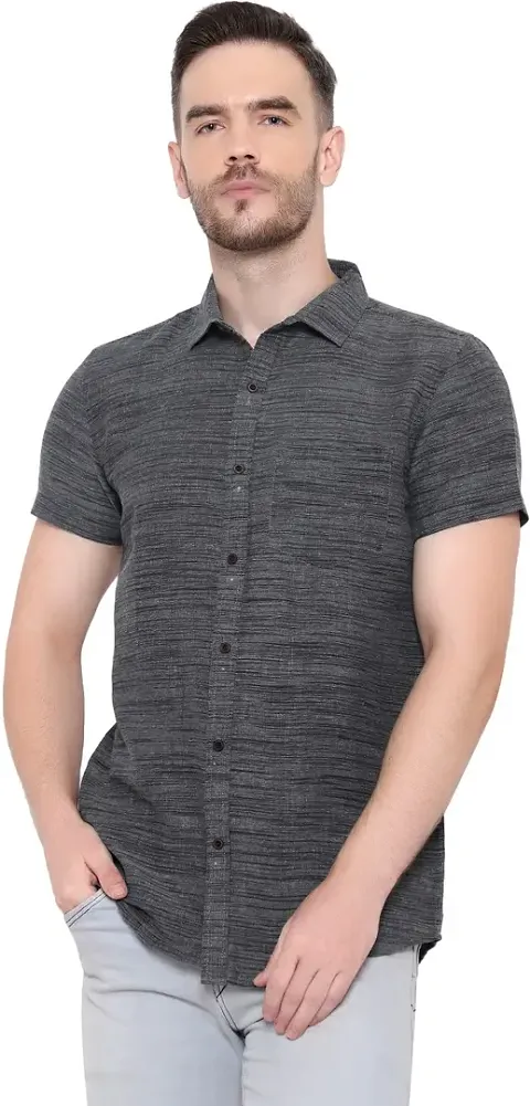 Latest Chikan Men's Cotton Self Design Half Sleeves Shirt