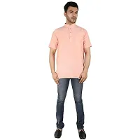 LatestPlus Men's Cotton Blend Fabric Solid Half Sleeve Short Kurta | LPA-SKLB-P-thumb2