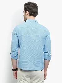 Comfortable Blue Cotton Blend Long Sleeves Casual Shirt For Men-thumb1