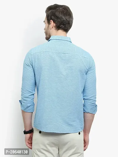 Comfortable Blue Cotton Blend Long Sleeves Casual Shirt For Men-thumb2