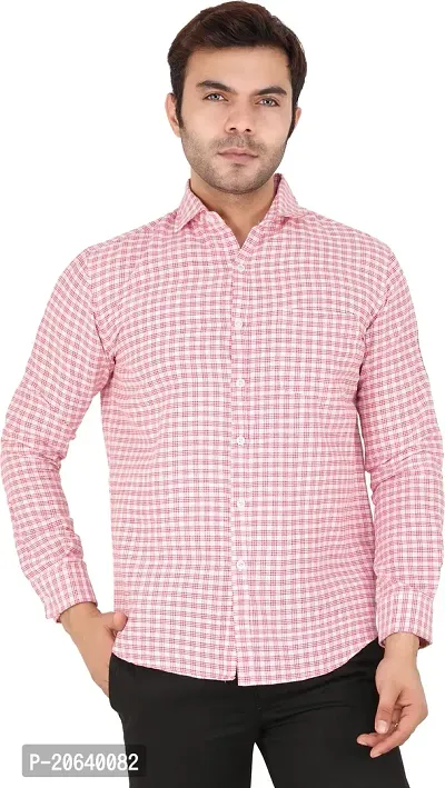 Comfortable Pink Cotton Blend Long Sleeves Casual Shirt For Men