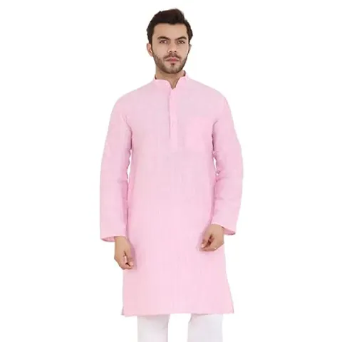 LatestPlus Men's Solid Cotton Blend Ethnic Wear Regular Full Sleeve Kurta