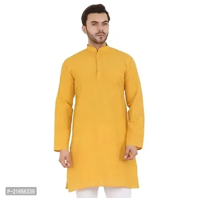 LatestPlus Men's Solid Cotton Blend Ethnic Wear Regular Full Sleeve Kurta-thumb3