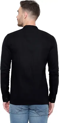 Comfortable Black Cotton Blend Long Sleeves Casual Shirt For Men-thumb1