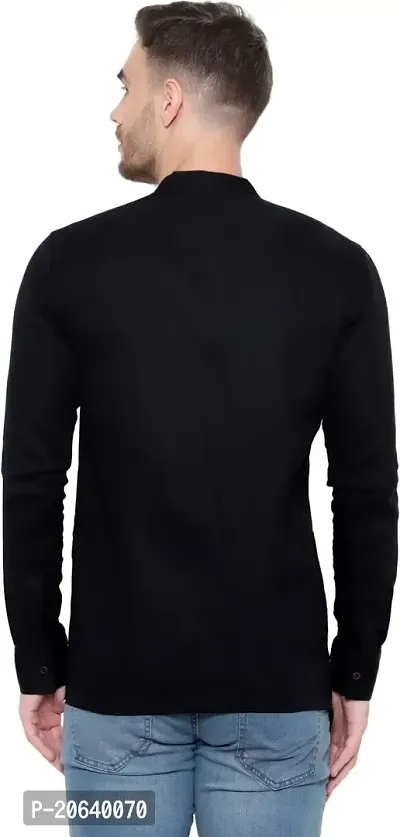 Comfortable Black Cotton Blend Long Sleeves Casual Shirt For Men-thumb2