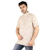 LatestPlus Apparel Cotton Blend Fabric Solid Short Sleeve Kurta for Men |Beige, Size: 2XL-thumb1