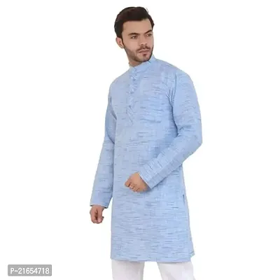 LatestPlus Men's Solid Cotton Blend Ethnic Wear Regular Full Sleeve Kurta-thumb3