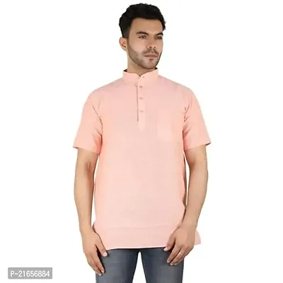 LatestPlus Men's Cotton Blend Fabric Solid Half Sleeve Short Kurta | LPA-SKLB-P