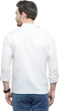 Comfortable White Cotton Spandex Long Sleeves Casual Shirt For Men-thumb1