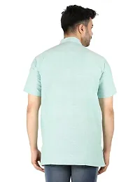 LatestPlus Men's Cotton Blend Fabric Solid Half Sleeve Short Kurta | LPA-SKLB-P-thumb1