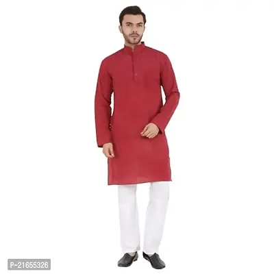 LatestPlus Men's Solid Cotton Blend Ethnic Wear Regular Full Sleeve Kurta