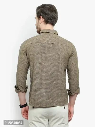 Comfortable Beige Cotton Blend Long Sleeves Casual Shirt For Men-thumb2