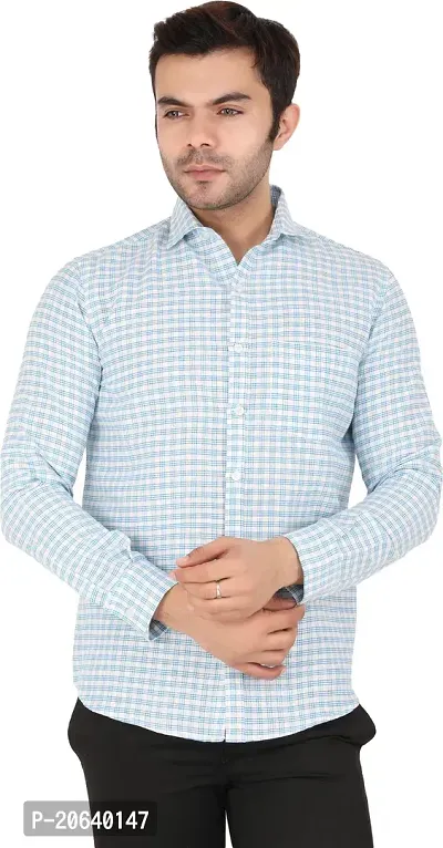 Comfortable Blue Cotton Blend Long Sleeves Casual Shirt For Men