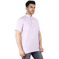 LatestPlus Apparel Cotton Blend Fabric Solid Short Sleeve Men Kurta |Purple, Size: 3XL-thumb2