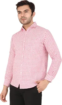 Comfortable Pink Cotton Blend Long Sleeves Casual Shirt For Men-thumb2