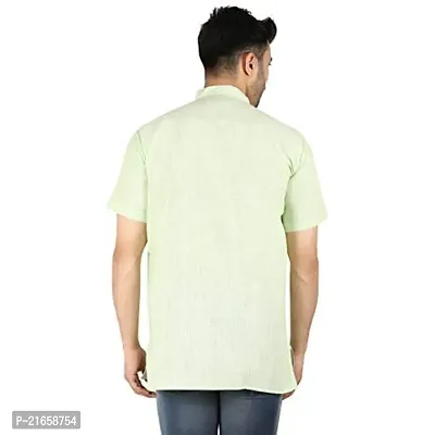 LatestPlus Apparel Cotton Blend Fabric Solid Short Sleeve Men Kurta |Green, Size: S-thumb4