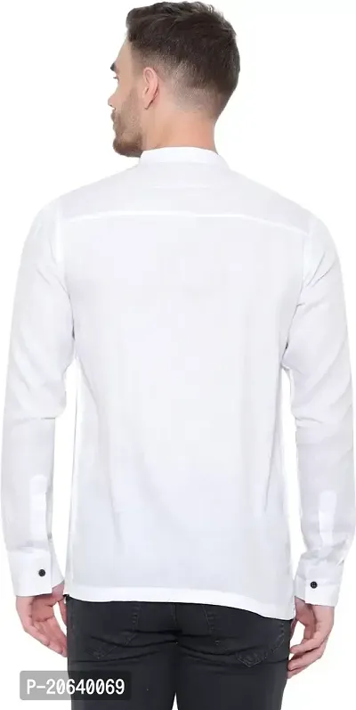 Comfortable White Cotton Blend Long Sleeves Casual Shirt For Men-thumb2