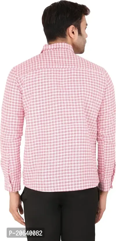 Comfortable Pink Cotton Blend Long Sleeves Casual Shirt For Men-thumb2